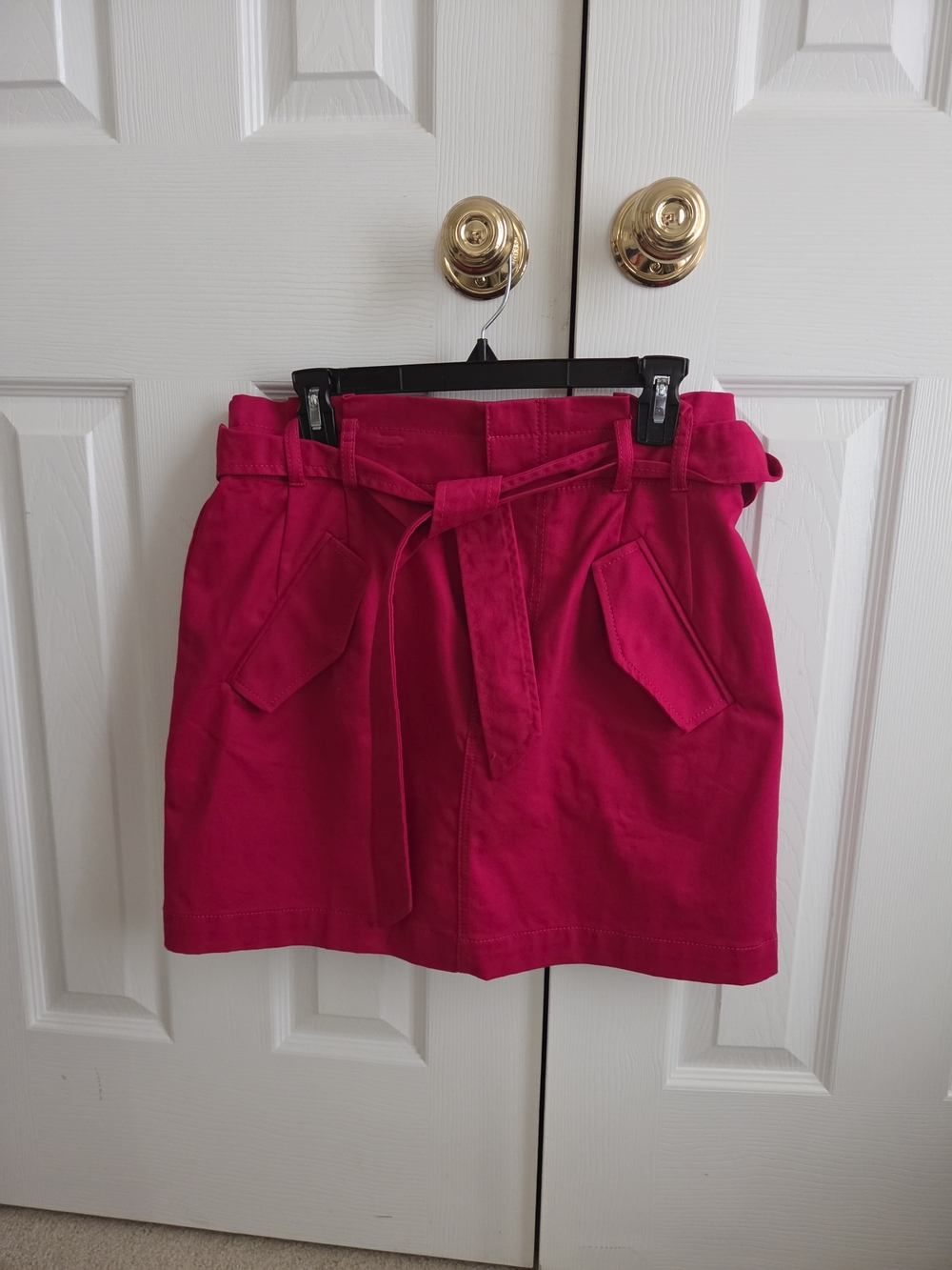 LOFT Bright Fuchsia Paperbag Waist Mini Skirt